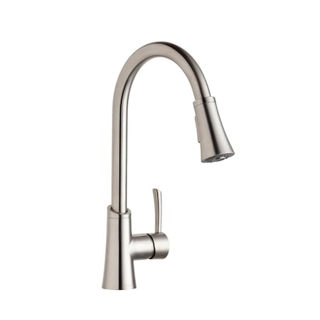 Elkay Gourmet Single Hole Kitchen Faucet With Pull-Down Spray And Forward Only Lever Handle Lustrous Steel LKGT3031LS